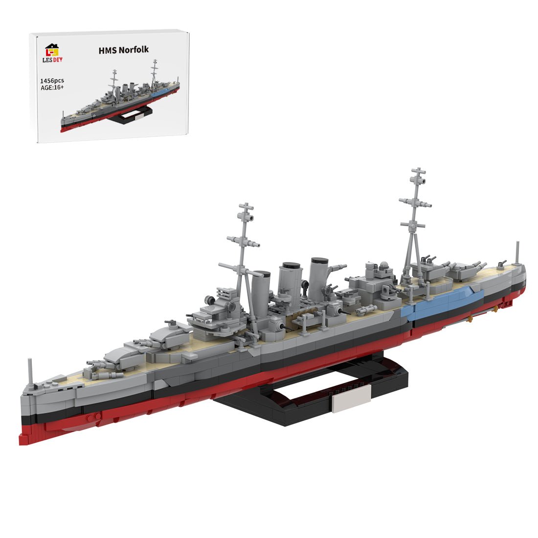 1/300 Scale HMS Norfolk Heavy Cruiser Klemmbausteine-LesDiy-Klemmbausteine