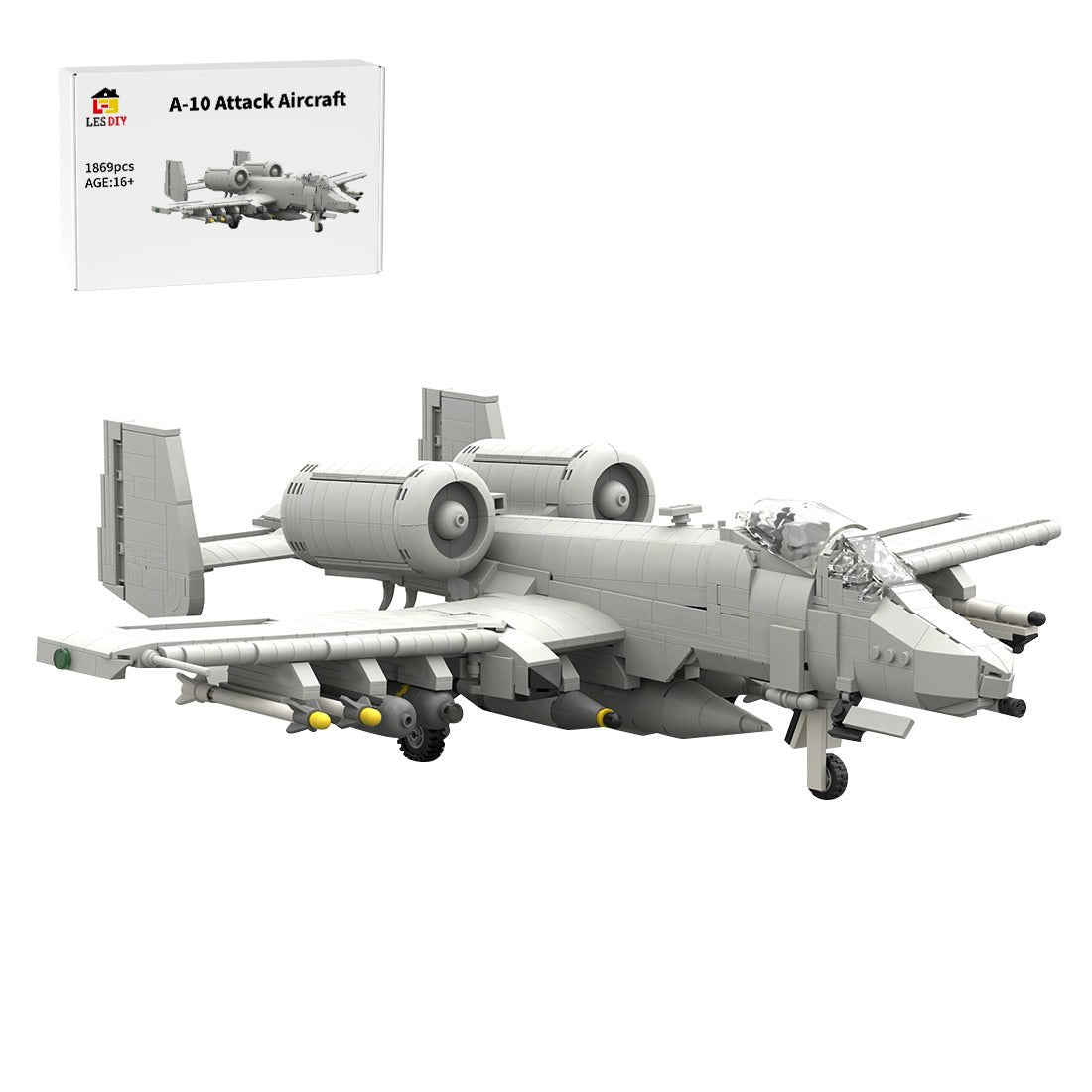 A - 10 Attack Aircraft Military Klemmbausteine (Grey) - LesDiy - Klemmbausteine