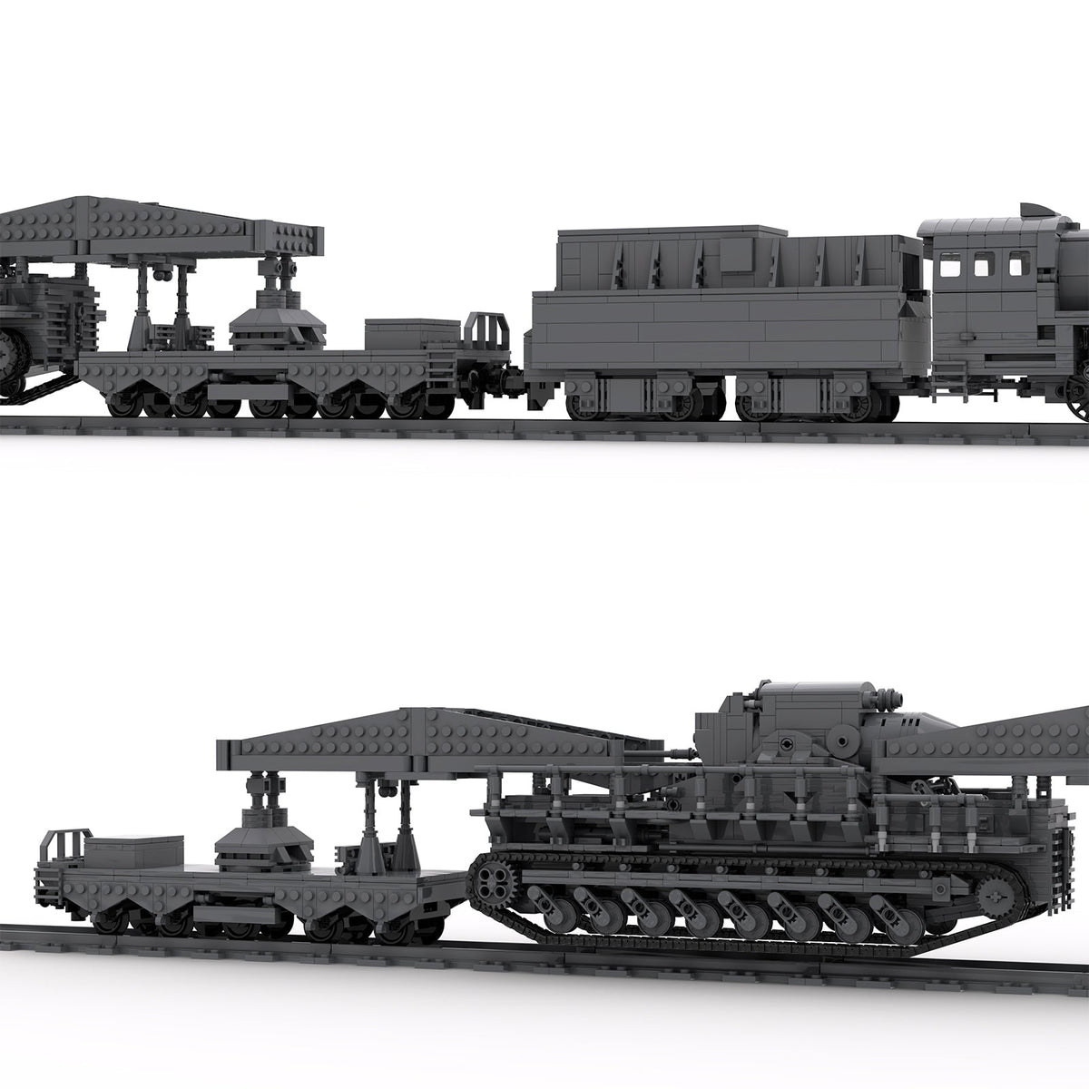 German Carl Self - propelled Mortar Railroad - carrying Klemmbausteine - LesDiy - Klemmbausteine