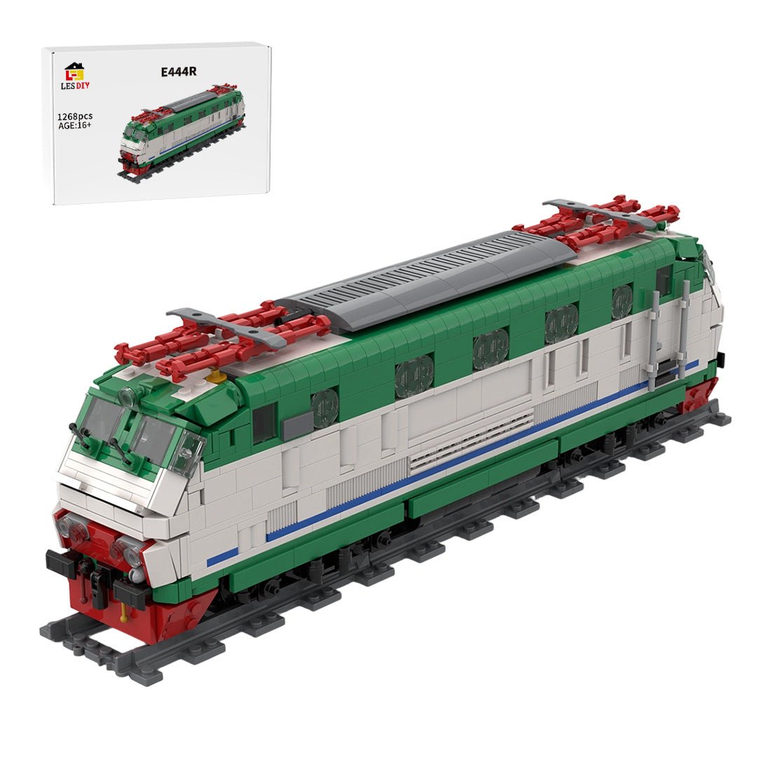 Italian E444R electric locomotive XMPR livery Klemmbausteine - LesDiy - Klemmbausteine