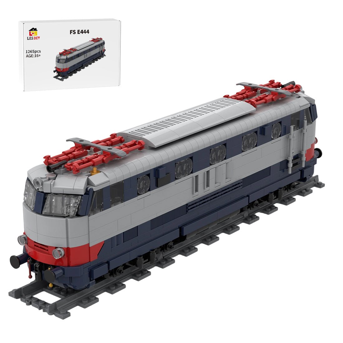 Italian FS E444 "Tartaruga" electric locomotive Klemmbausteine - LesDiy - Klemmbausteine