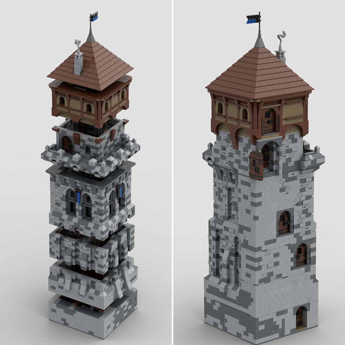 MOC - 131250 H15 Großer vorderer Turm Klemmbausteine - LesDiy - Klemmbausteine