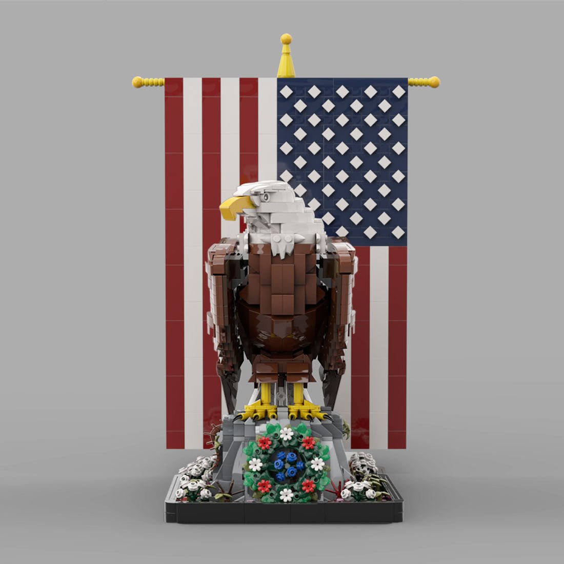 MOC - 161001+MOC - 161100 American Bald Eagle with Flag Klemmbausteine - LesDiy - Klemmbausteine