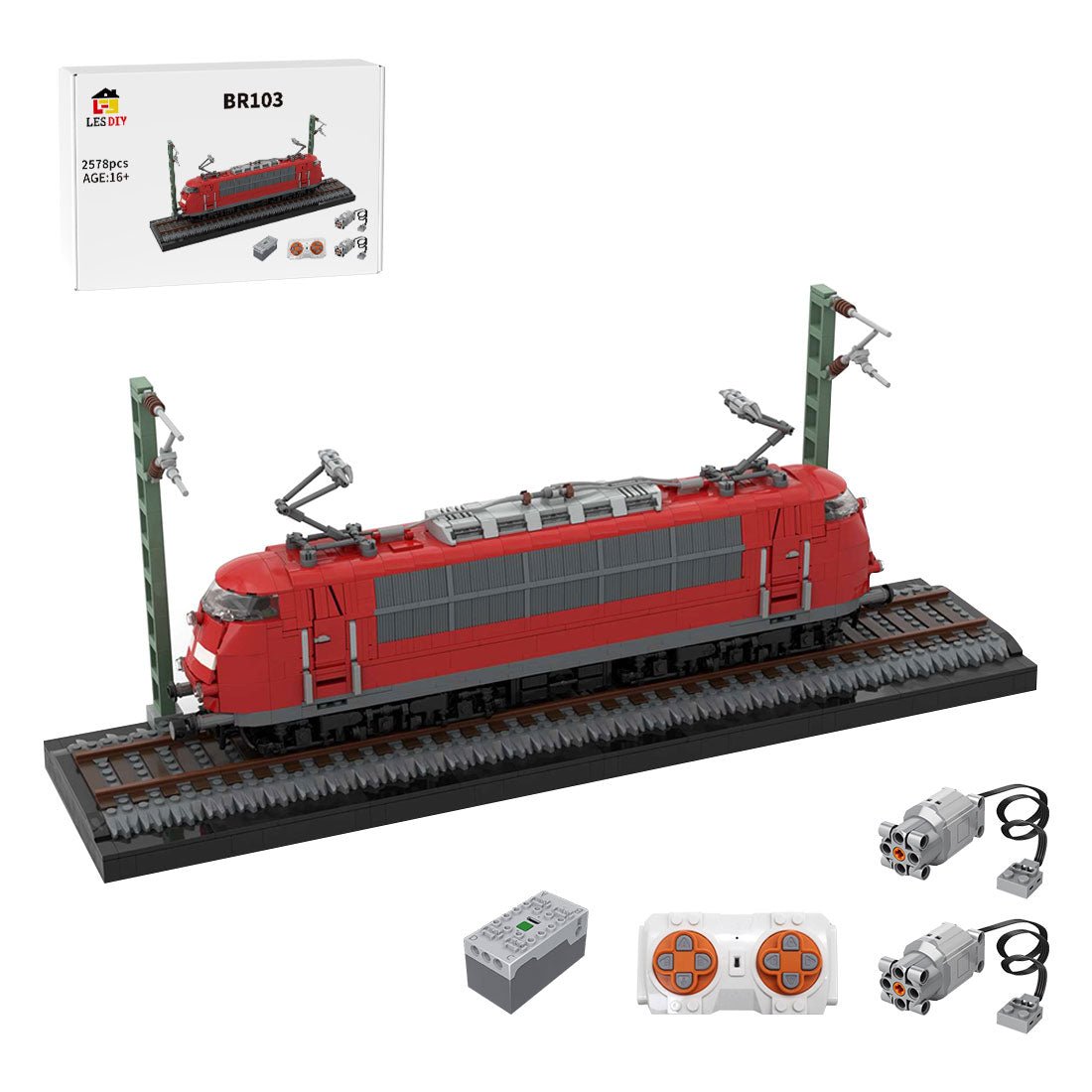 MOC - 212170 German BR103 Locomotive (red) Klemmbausteine - LesDiy - Klemmbausteine