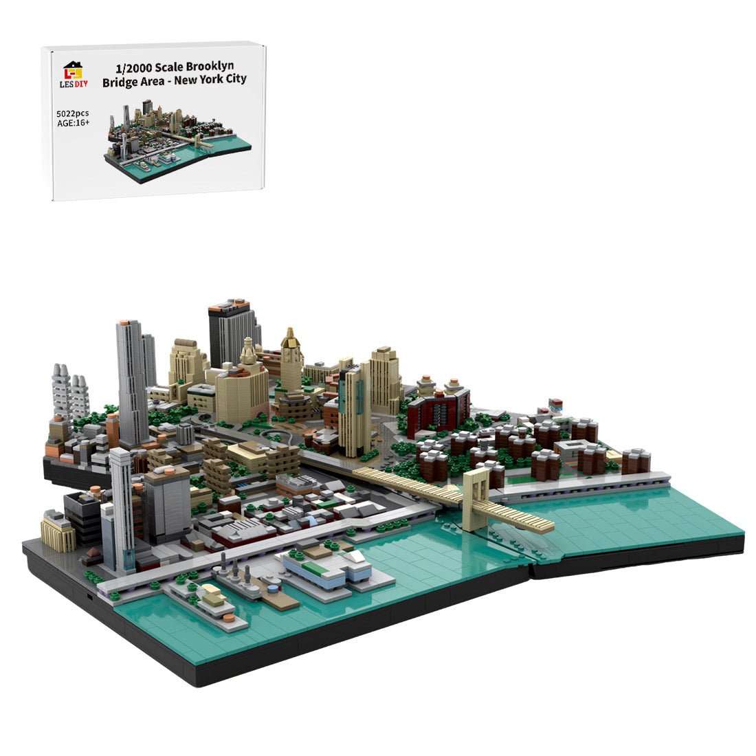 MOC - 223953 1/2000 Scale Brooklyn Bridge Area - New York City Klemmbausteine - LesDiy - Klemmbausteine