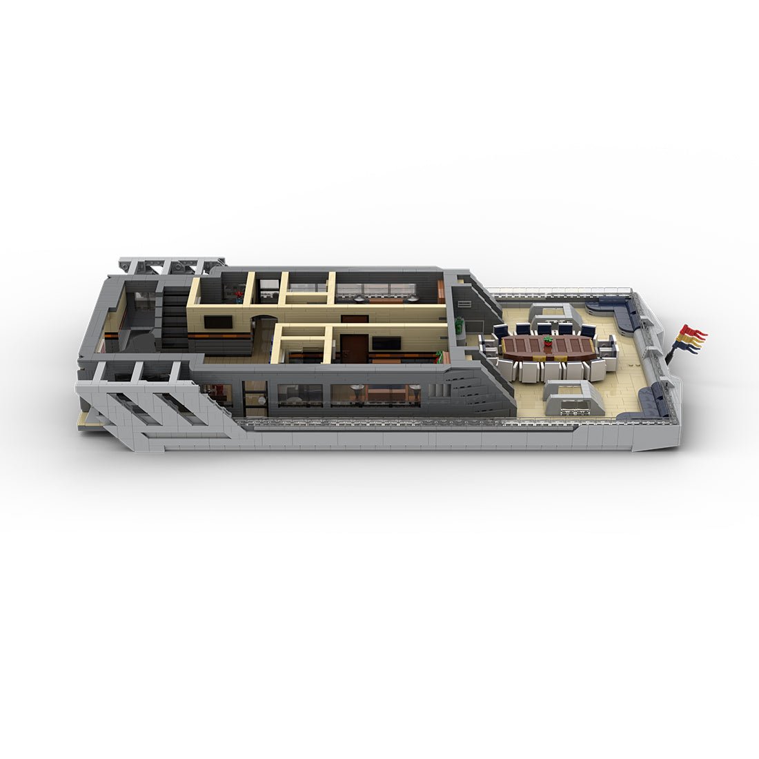 MOC - 230069 1/38 Scale Ultra MEGA Yacht - Part 7 Module 14 Deck 3 Stern Klemmbausteine - LesDiy - Klemmbausteine