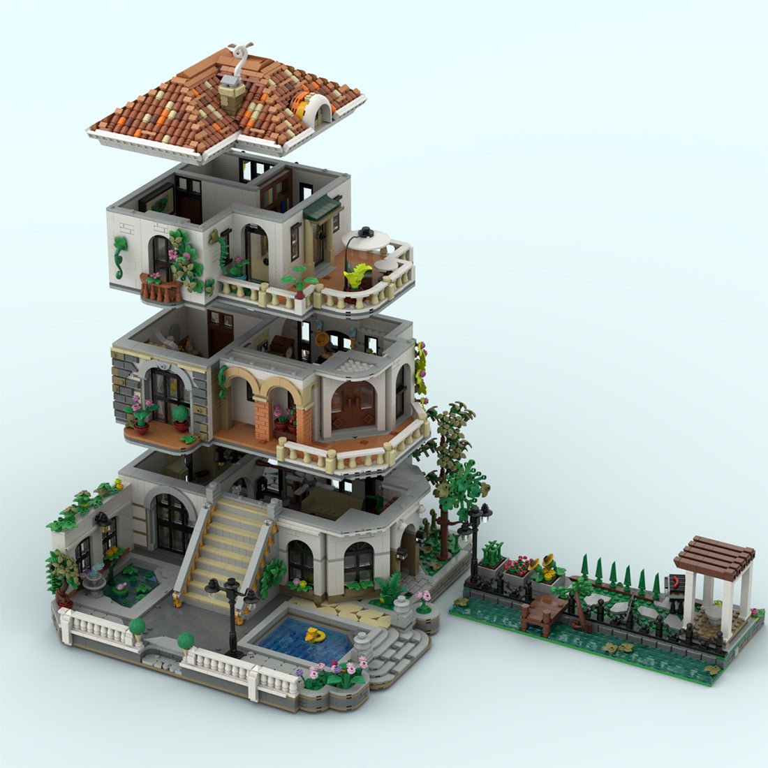 MOC - 245814 Riviera Courtyard Manor Klemmbausteine - LesDiy - Klemmbausteine