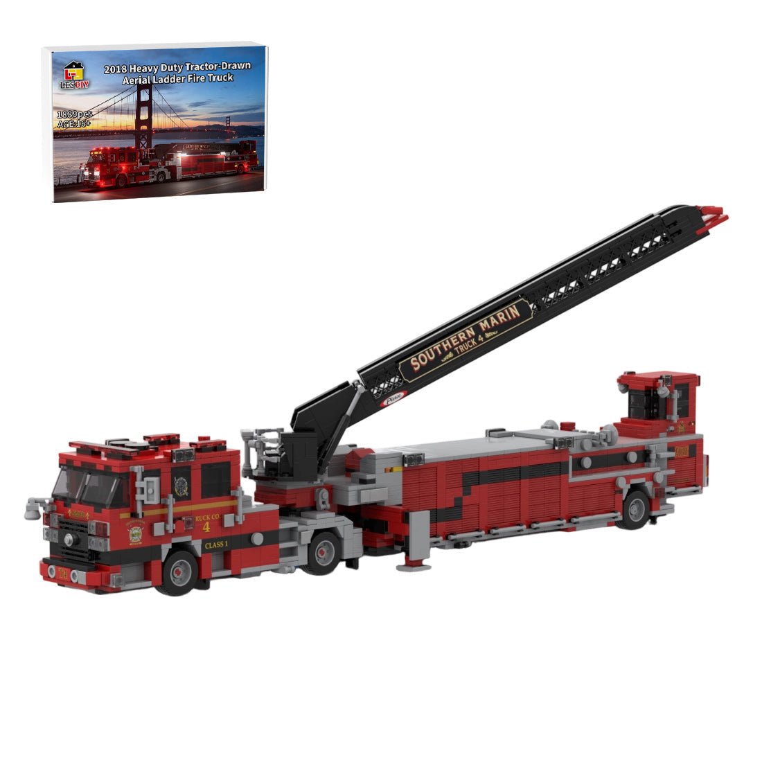 MOC-254378 2018 Pierce Arrow XT Tiller-Feuerwehrfahrzeug der Feuerwehr Southern Marin Klemmbausteine-LesDiy-Klemmbausteine