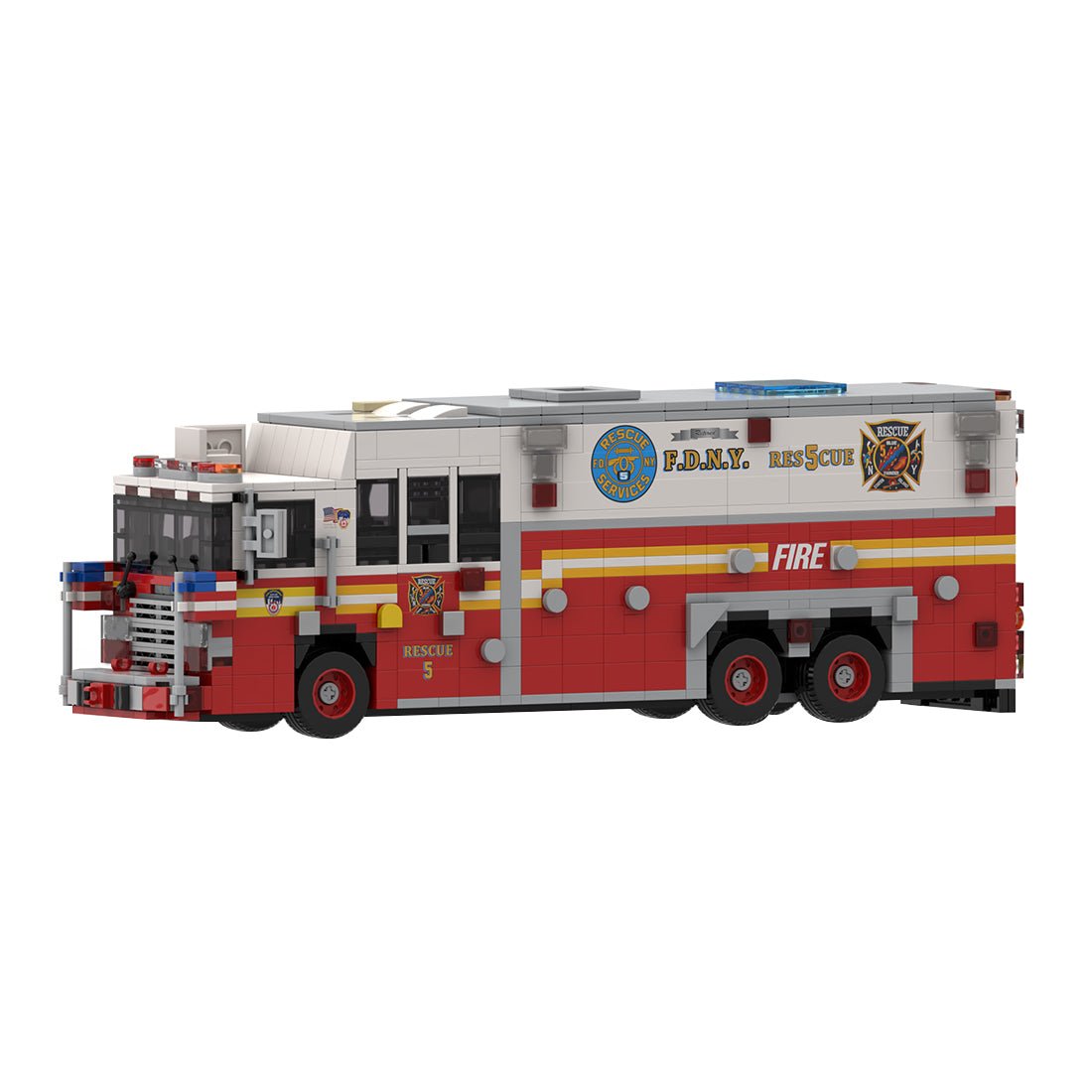 MOC-277134 1996 HME 1871 – Saulsbury (ehemals Rescue 5, FDNY) Klemmbausteine-LesDiy-Klemmbausteine