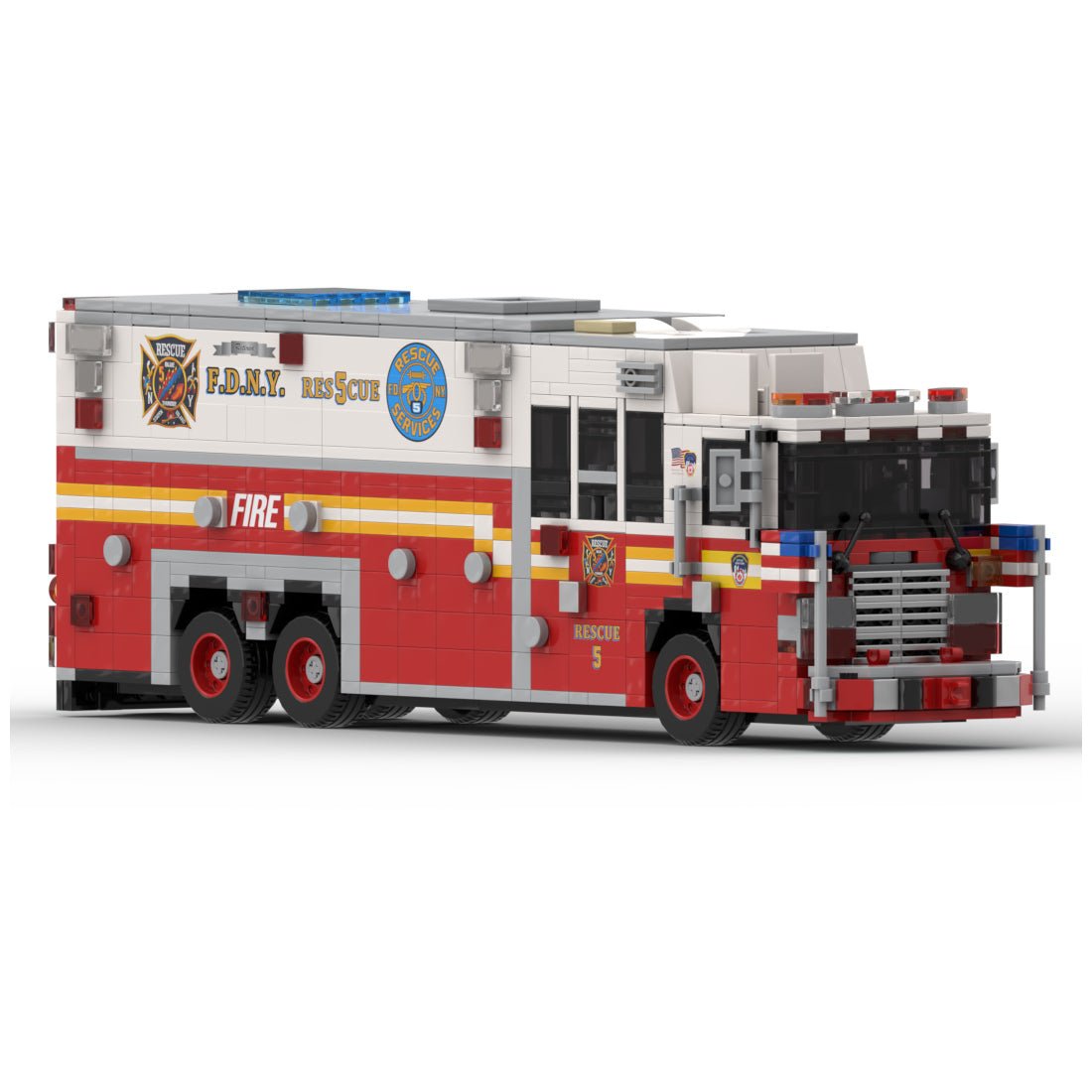 MOC-277134 1996 HME 1871 – Saulsbury (ehemals Rescue 5, FDNY) Klemmbausteine-LesDiy-Klemmbausteine