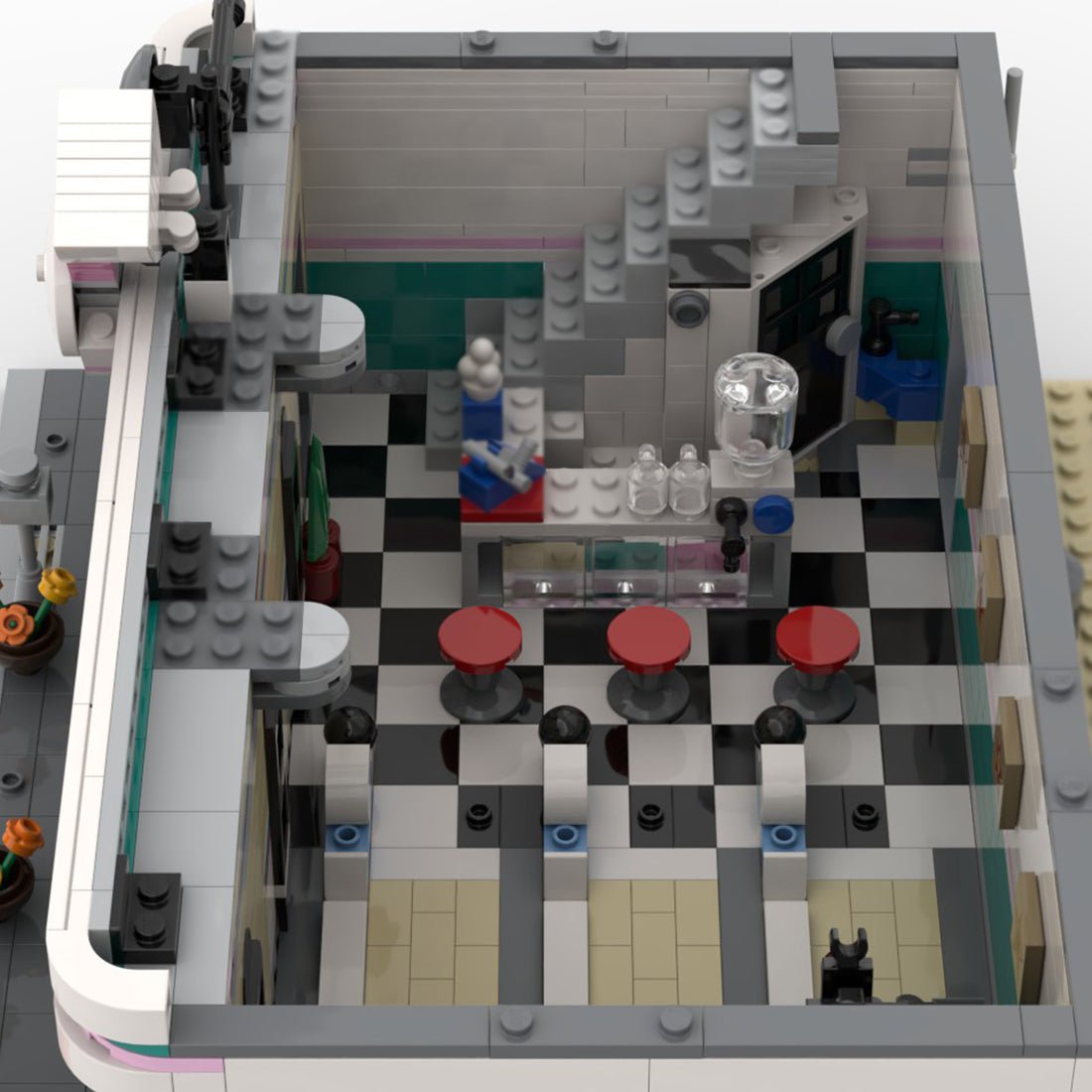 MOC - 58435 Jim's Bowling Alley & Diner Klemmbausteine - LesDiy - Klemmbausteine