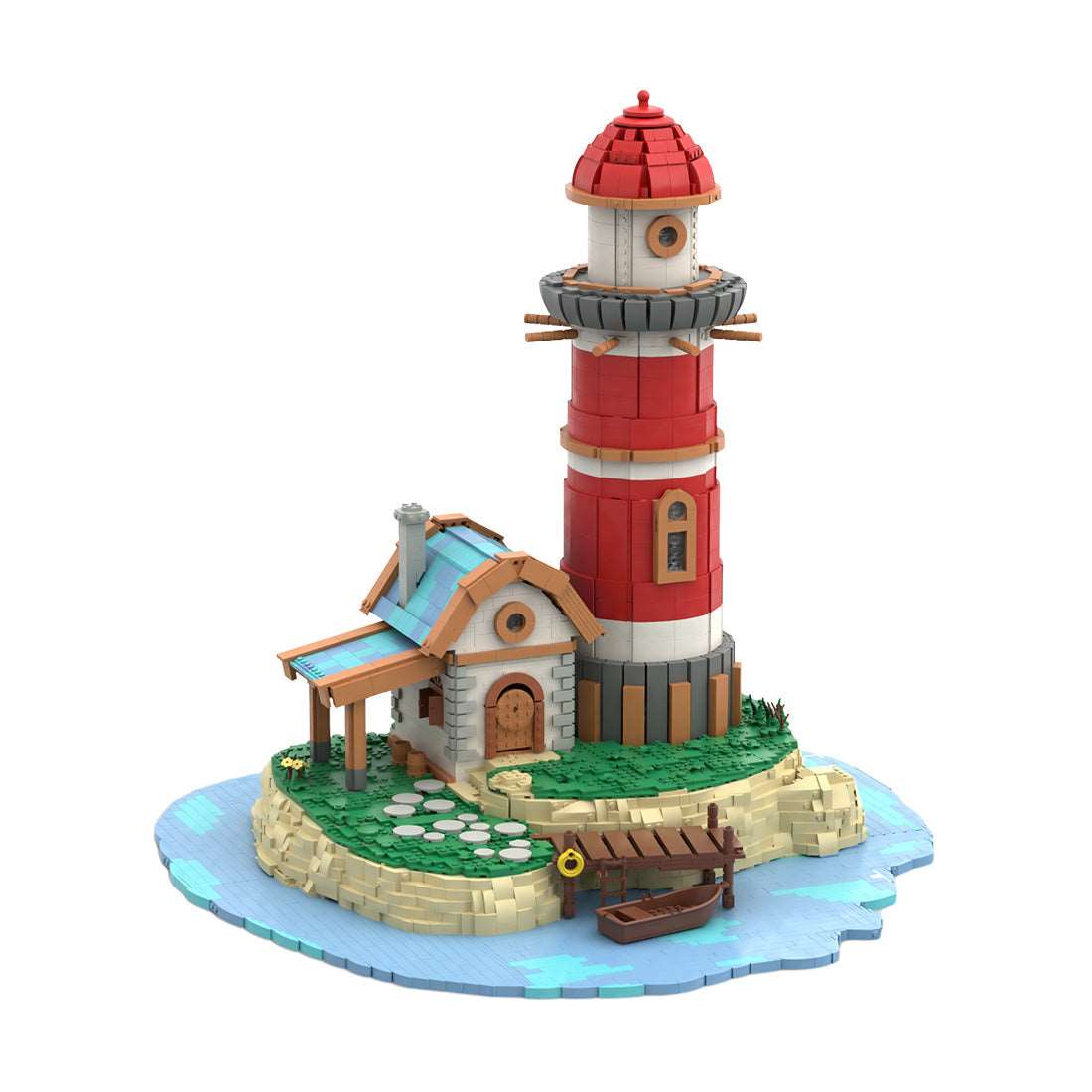 MOC Medieval Fairytale World Insel - Leuchtturmmodell Klemmbausteine - LesDiy - Klemmbausteine
