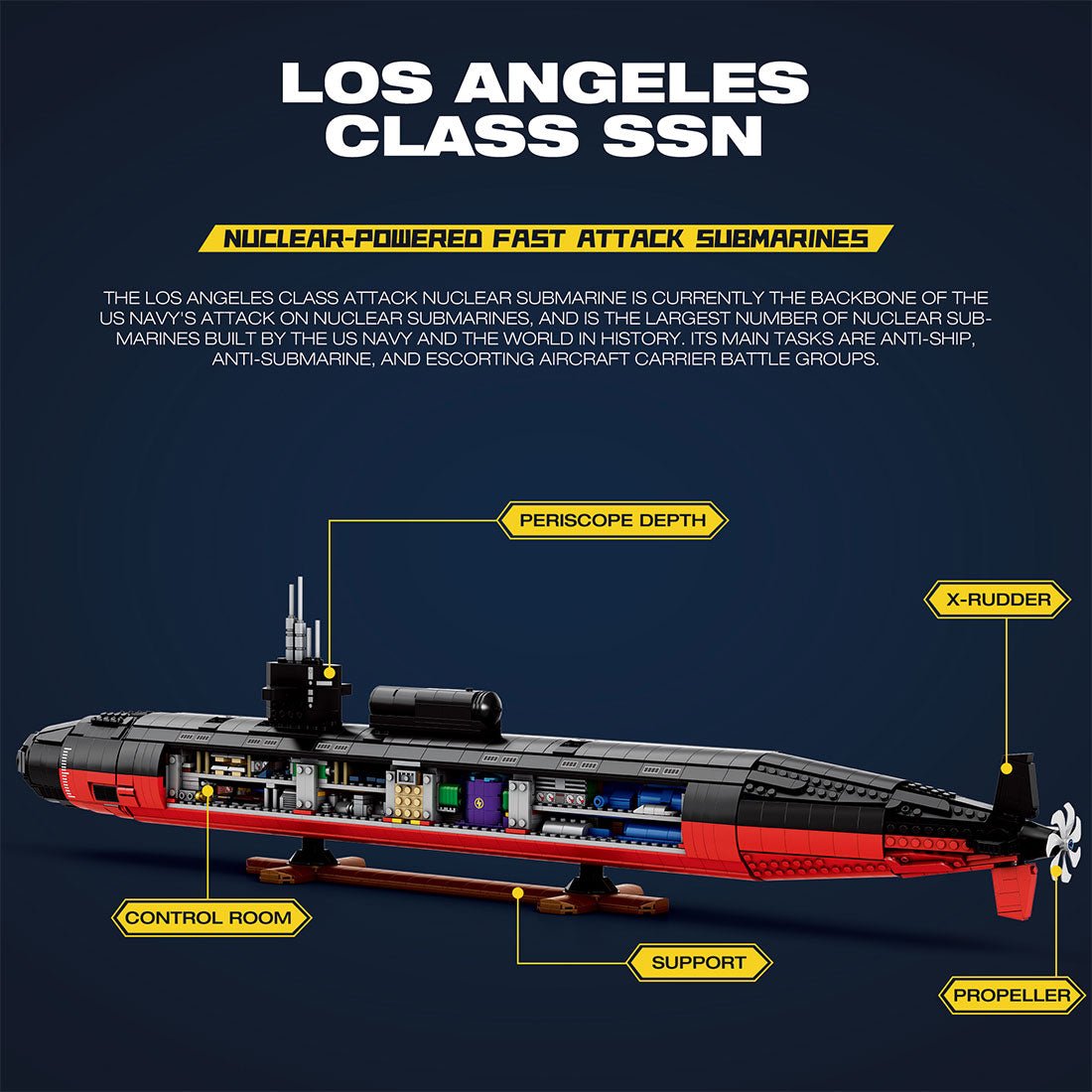 Mocsage 1/125 UCC Militärisches Atom - U - Boot der Los Angeles - Klasse Klemmbausteine - LesDiy - Klemmbausteine