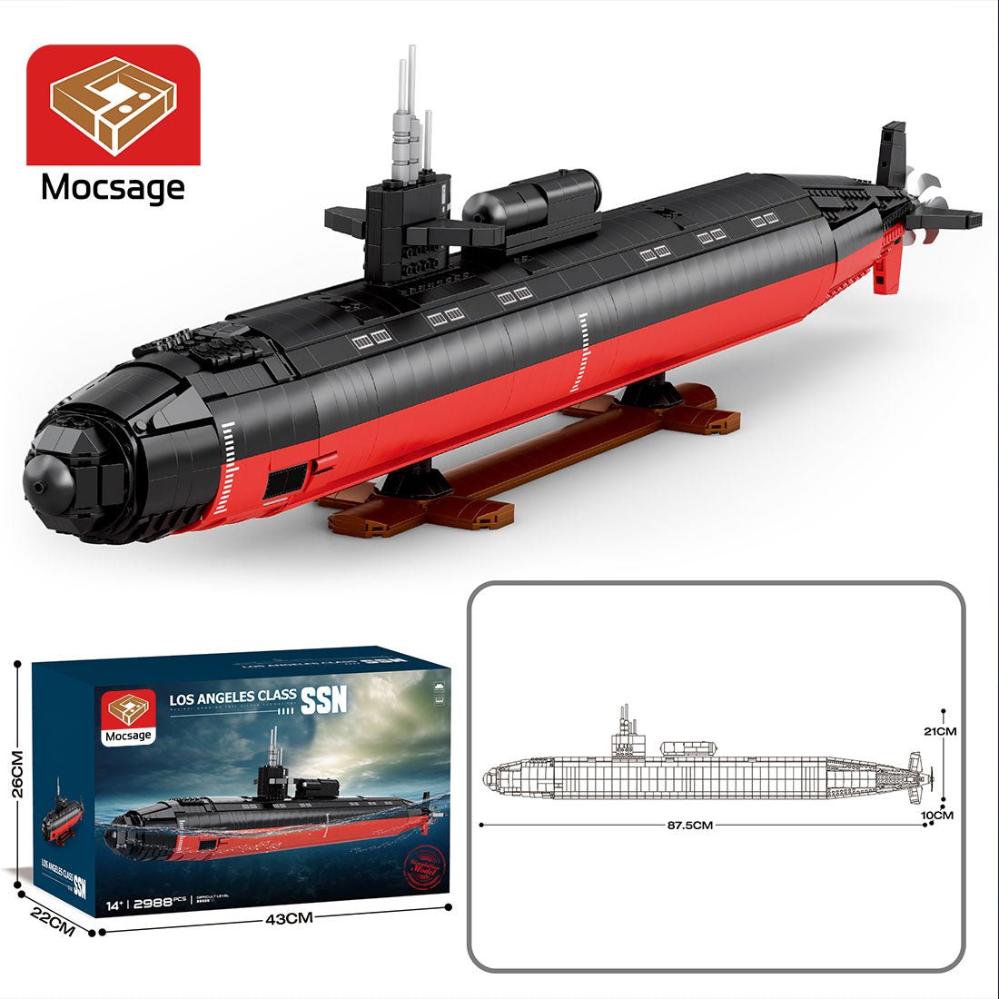 Mocsage 1/125 UCC Militärisches Atom - U - Boot der Los Angeles - Klasse Klemmbausteine - LesDiy - Klemmbausteine