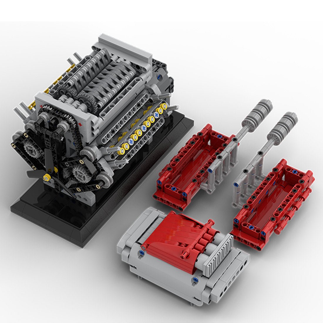 Mocsage MOC - 171732 Crossplane V8 Engine with Supercharger & removable Cover Klemmbausteine - LesDiy - Klemmbausteine