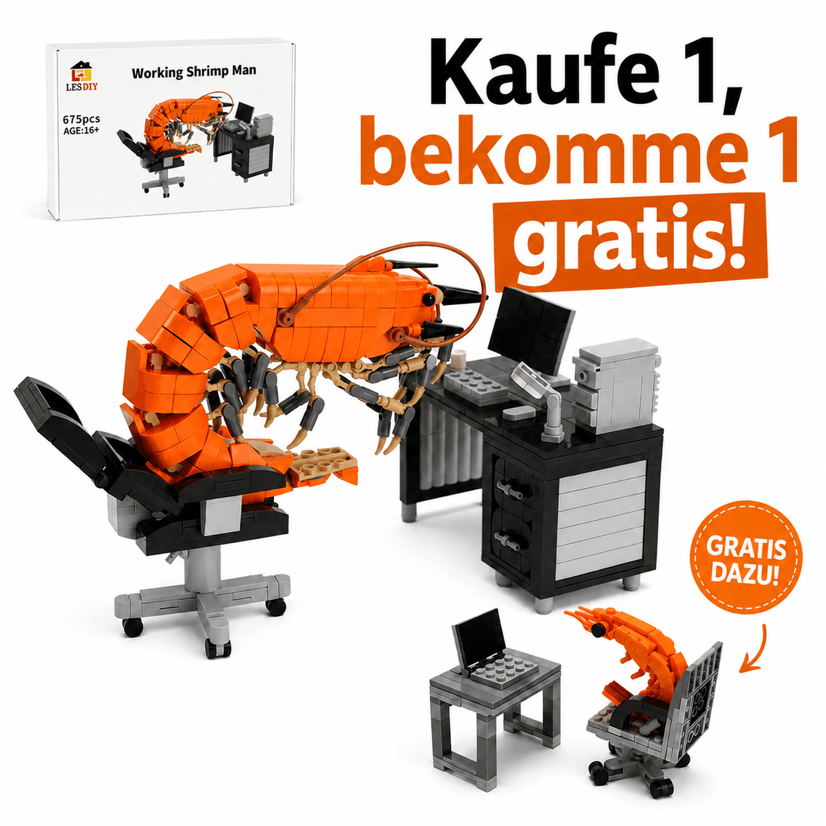Office Working Shrimp Klemmbausteine - LesDiy - Klemmbausteine