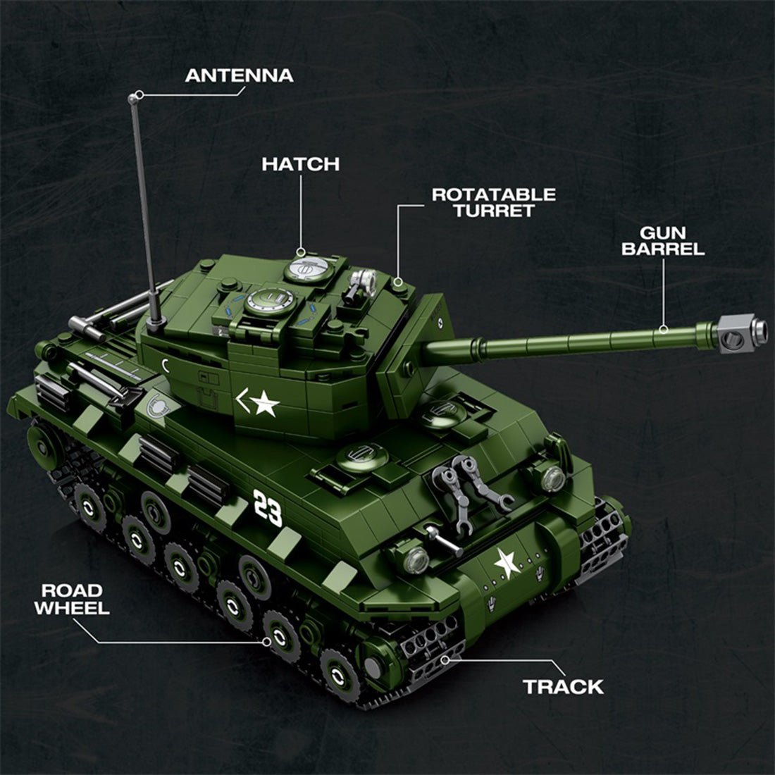 Panzer M4A3E8 im Maßstab 1/30 Klemmbausteine - LesDiy - Klemmbausteine