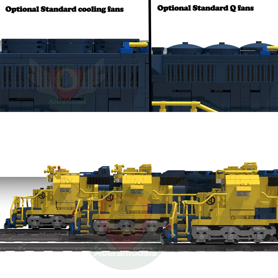 SD40 - 2 Eisenbahnlokomotive Klemmbausteine (Dynamische Version) - LesDiy - Klemmbausteine