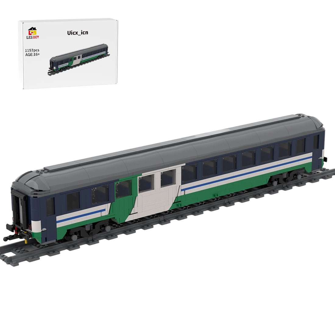 UIC - X type railway sleeper carriage XMPR Klemmbausteine - LesDiy - Klemmbausteine