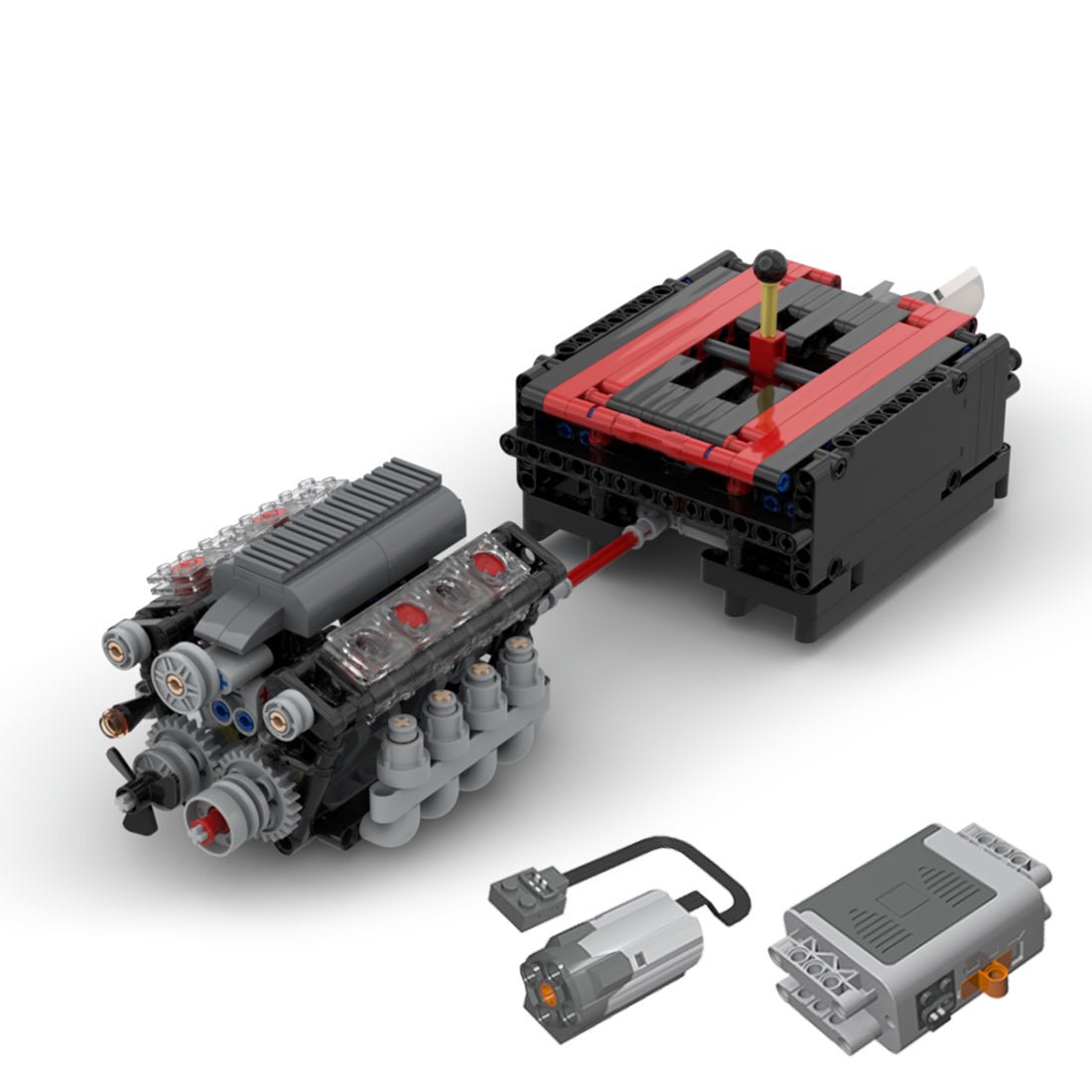 V8 - Motor mit Gearbox Tech Engine Klemmbausteine - LesDiy - Klemmbausteine