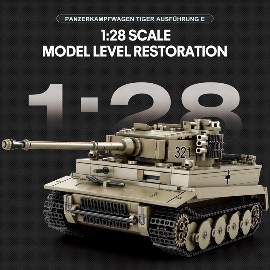 Deutscher Militärpanzer im Maßstab 1/28 Klemmbausteine - LesDiyproduct_type##