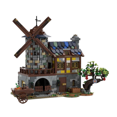 MOC - 131416 Mittelalterliche animierte elektrische Windmühle Klemmbausteine - LesDiy - Klemmbausteine