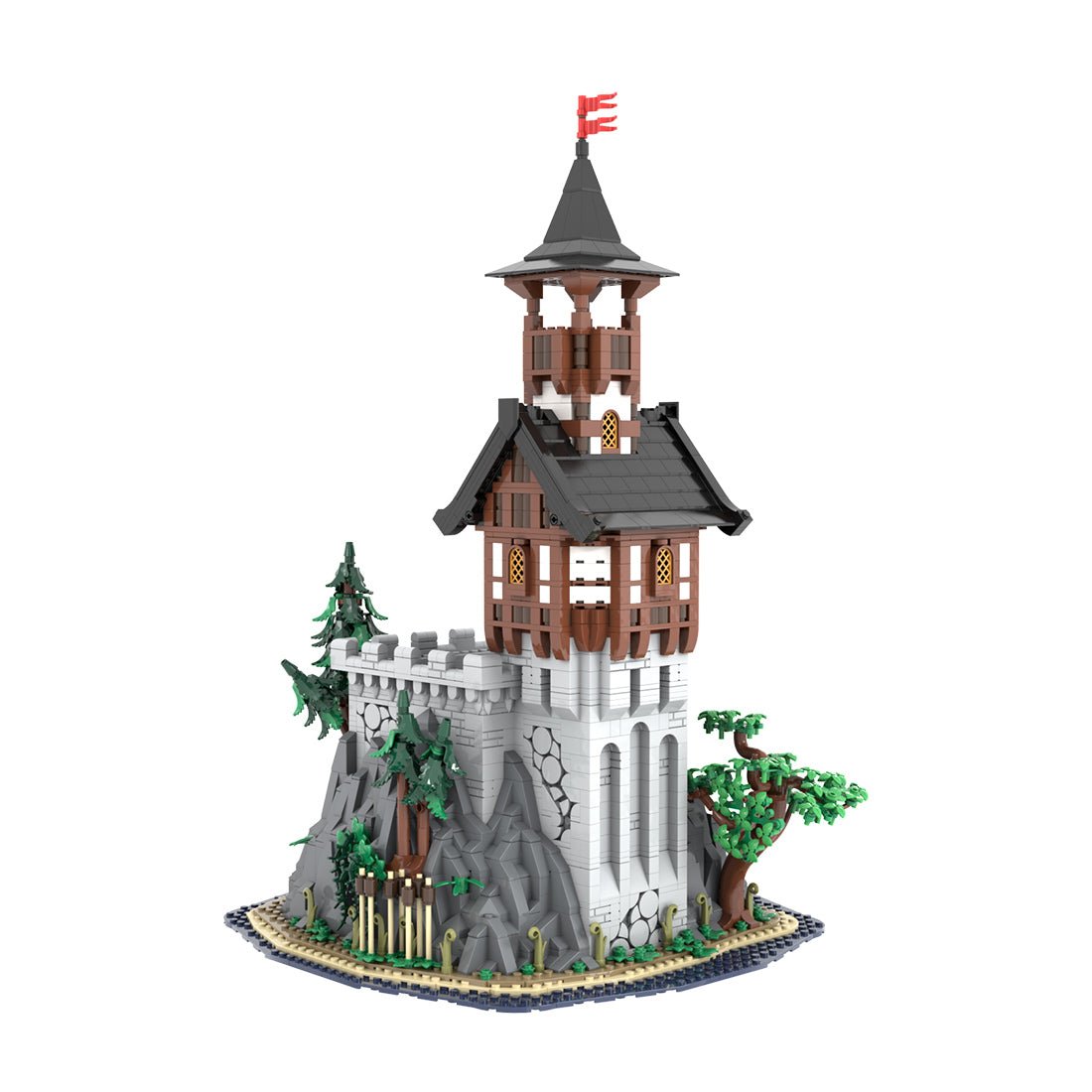 MOC-227229 Medieval Rock Tower Klemmbausteine-LesDiy-Klemmbausteine