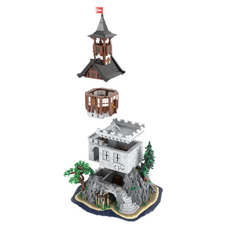 MOC-227229 Medieval Rock Tower Klemmbausteine-LesDiy-Klemmbausteine