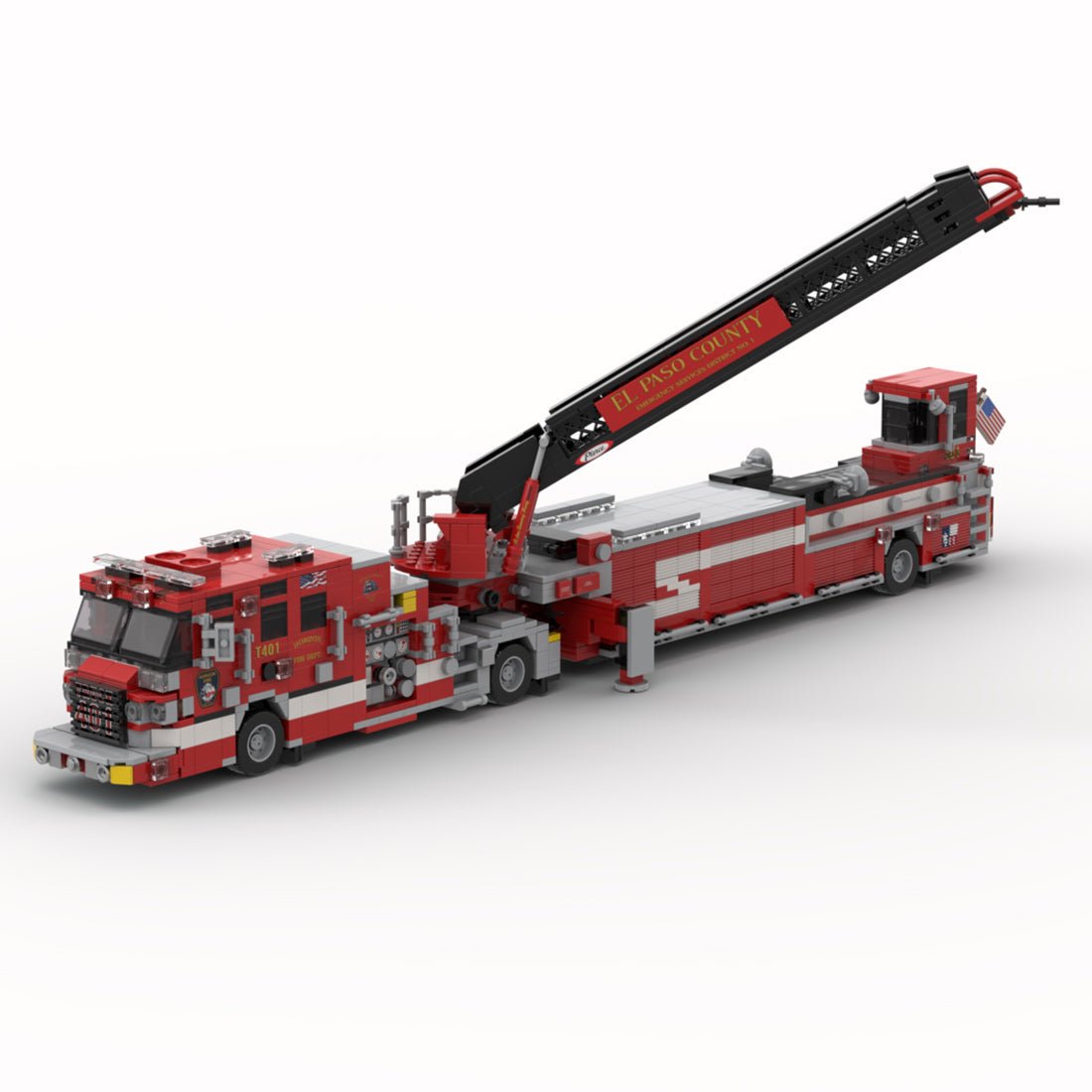 MOC - 242542 2023 Pierce Quantum Tiller Ladder Fire Truck El paso County Klemmbausteine - LesDiy - Klemmbausteine