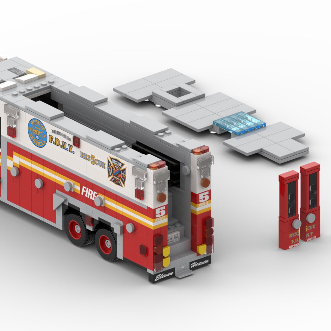 MOC-277134 1996 HME 1871 – Saulsbury (ehemals Rescue 5, FDNY) Klemmbausteine-LesDiy-Klemmbausteine