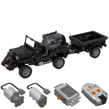 MOC - 44695 Militär - Geländewagen - Anhängermodell Militärversion - LesDiy - Klemmbausteine