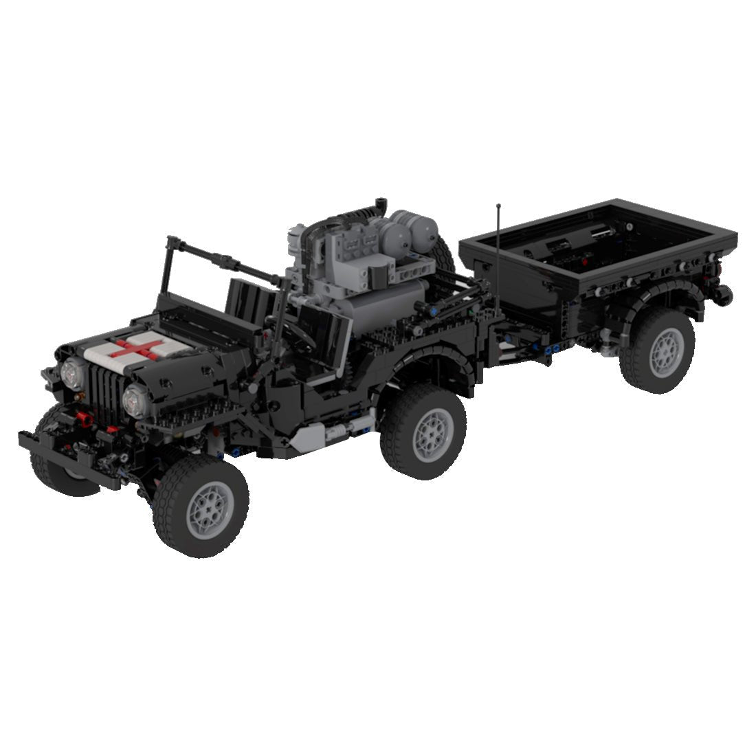 MOC - 44696 Militärischer Geländewagen Anhänger Modell Medizinische Version - LesDiy - Klemmbausteine