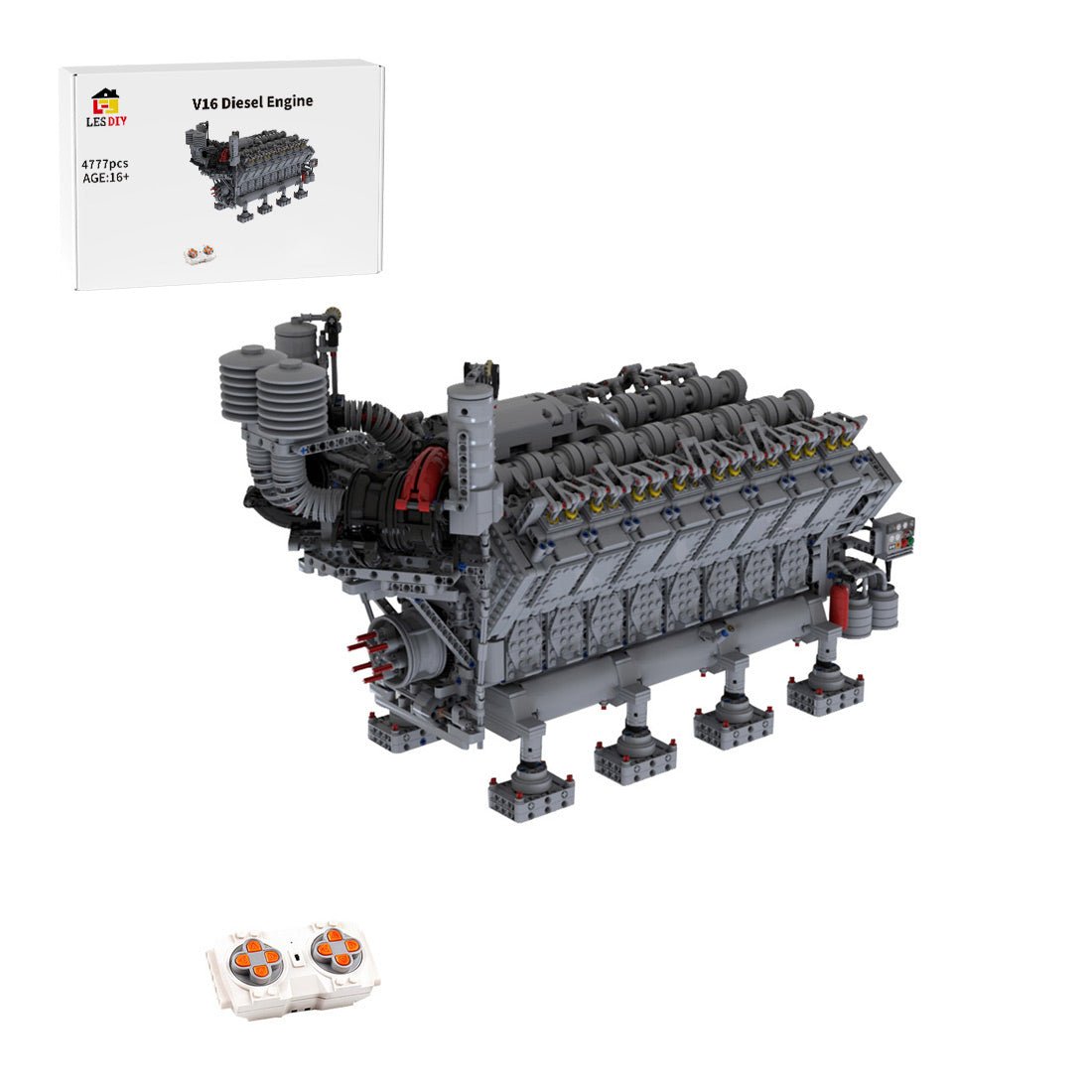 MOC - 73232 V16 - Dieselmotor Klemmbausteine - LesDiy - Klemmbausteine