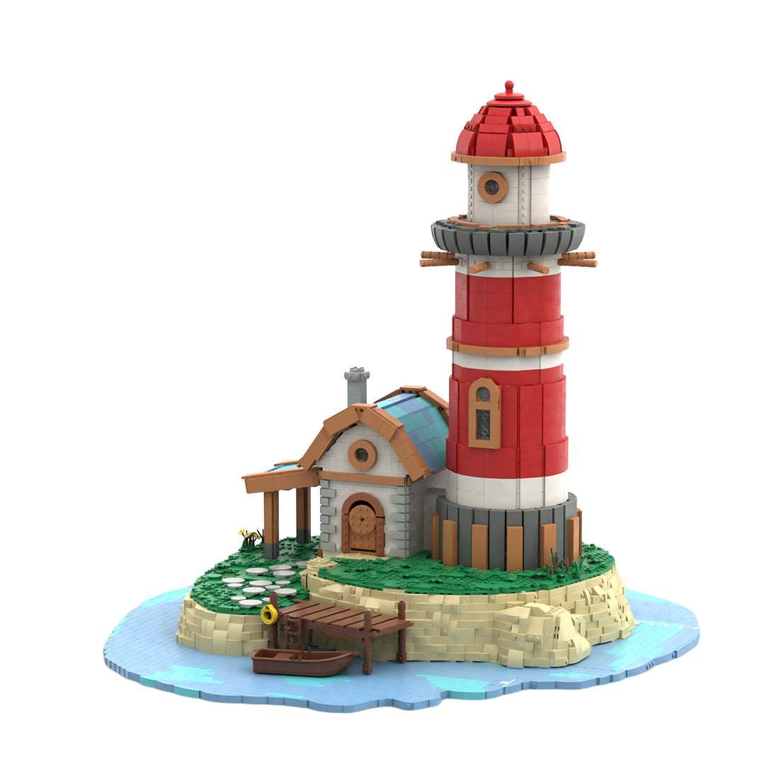 MOC Medieval Fairytale World Insel - Leuchtturmmodell Klemmbausteine - LesDiy - Klemmbausteine