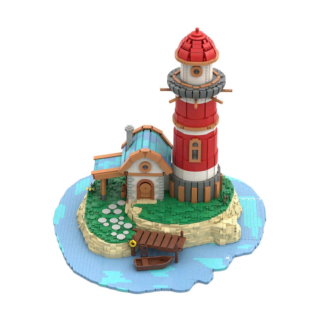 MOC Medieval Fairytale World Insel - Leuchtturmmodell Klemmbausteine - LesDiy - Klemmbausteine