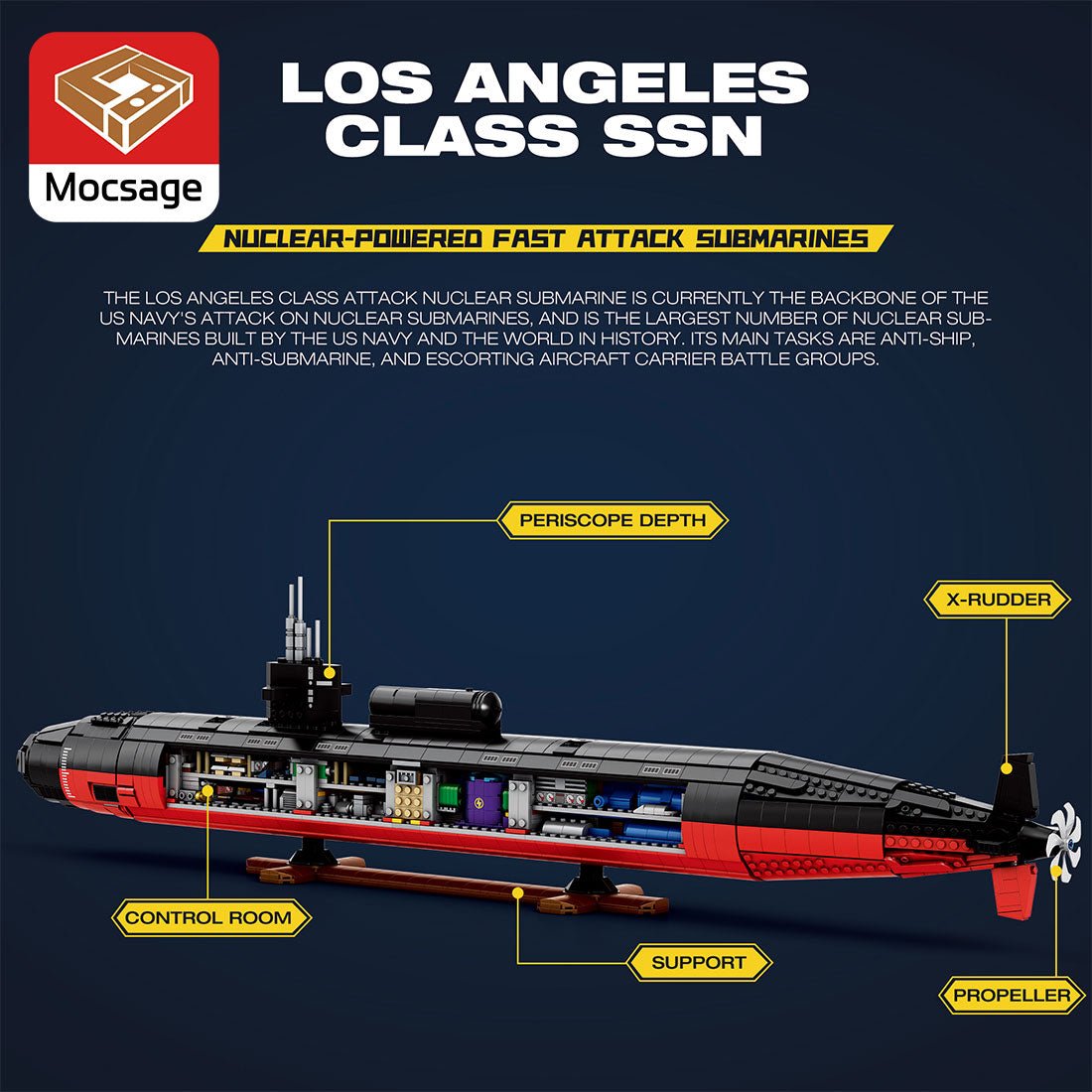 Mocsage 1/125 UCC Militärisches Atom - U - Boot der Los Angeles - Klasse Klemmbausteine - LesDiy - Klemmbausteine
