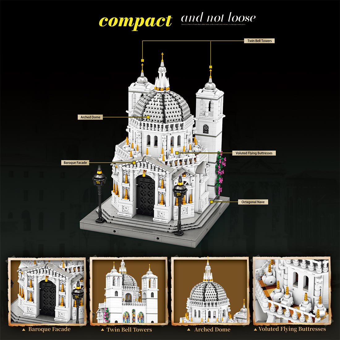 Mocsage 1/180 Scale Venetian Church Klemmbausteine - LesDiy - Klemmbausteine